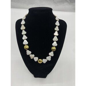 KJK Necklace Katherine J Kornblau NYC Goldtone White Mother of Pearl Bead 18.5"